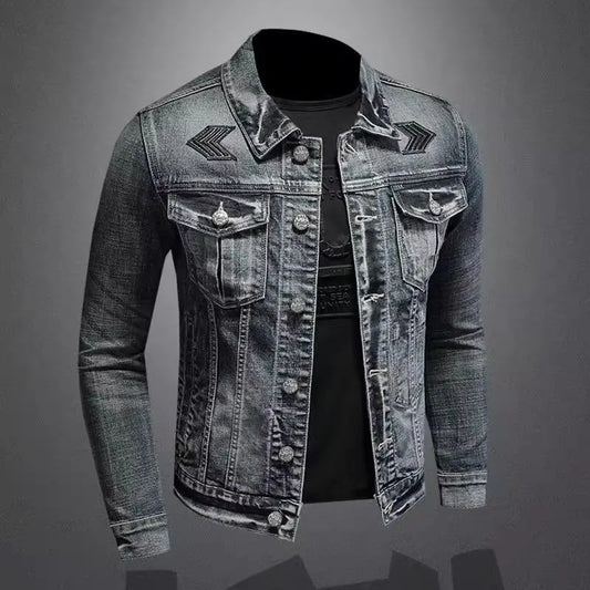 Men's Vintage Denim Jacket High Street Trend Loose Street Riding Biker