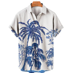 Coconut Tree Printed Hawaiian Shirt Simple Summer Style Beach Shirts