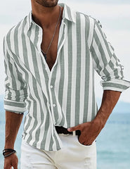 Men's Casual Shirt Buttoned Summer T-Shirt Blue Clover Long Sleeve