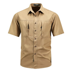 Summer Men Short Sleeve Cargo Breathable Shirt Men Casual Tactic