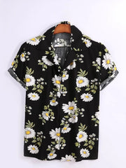 Men's short sleeved shirt new summer Hawaiian style lapel button up