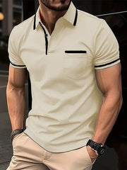 Men's POLO shirt Spring and summer trend patchwork fashion top casual