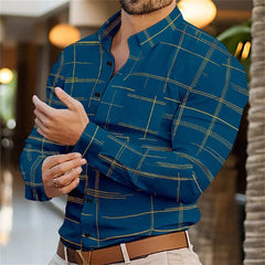 2024 Men's Shirt Long Sleeve Fashion Lapel Single Breasted Cardigan