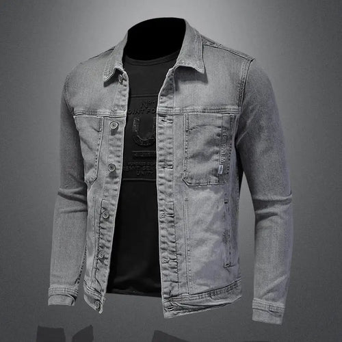 Autumn new washed classic men's denim jacket Street handsome trend
