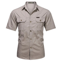 Men's Summer Short Sleeve Shirts Casual Work Cotton Slim Fit Shirt