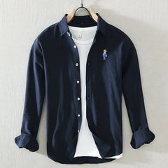 High Quality 100% Cotton Japanese Solid Color Casual Long Sleeved