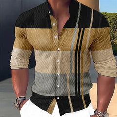 Men's Shirt Plaid Stripe Geometric Stand Collar Outdoor Street Print