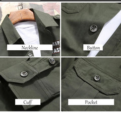 Men's Shirts Khaki Vintage Jacket Korean Shirt Cotton Casual Military