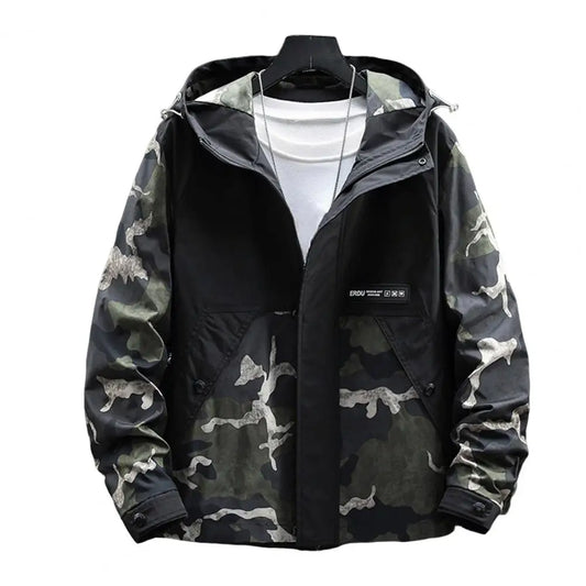 Men Camouflage Hoodie Jacket Harajuku Jacket Autumn Winter Windbreaker