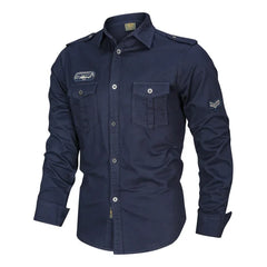 Men Military Outdoor Shirts Male Cotton Multi-pocket Tooling Casual