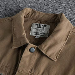 Men Workwear Military Long Sleeve Shirts Cotton Casual Loose Handsome