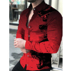 Men's shirt pattern shirt 3D printing plus size street daily long