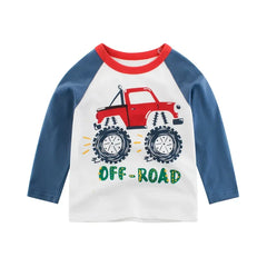 2024 Boys Clothes Cartoon  Excavator T-shirt for Boy Autumn New