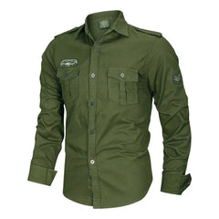 Men Military Outdoor Shirts Male Cotton Multi-pocket Tooling Casual