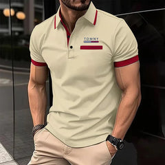 European and American men's casual short sleeved polo shirt office