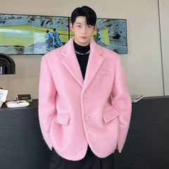 IEFB Korean Chic Male Woolen Jacket Fashion Lapel Single Breasted