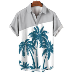 Coconut Tree Printed Hawaiian Shirt Simple Summer Style Beach Shirts