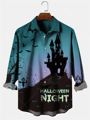 Halloween Style Ghosts Print Men's Shirts Casual Single-Breasted