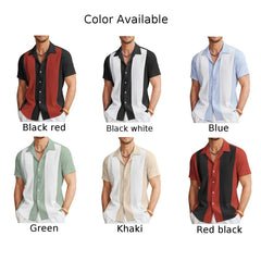 New Fashion Men Casual Vintage Bowling Shirt Hawaiian Short Sleeve