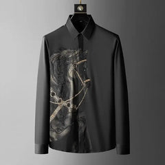 Autumn High Quality Men Long Sleeve Shirts For Man Turn Down Fashion