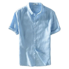 Cotton Linen Shirts For Men Casual Short Sleeve Tops Oversize Solid