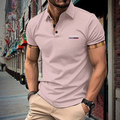 European and American men's casual short sleeved polo shirt office