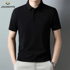 Men's Fashion Waffle Solid Short Sleeved Polo Shirt Summer Breathable