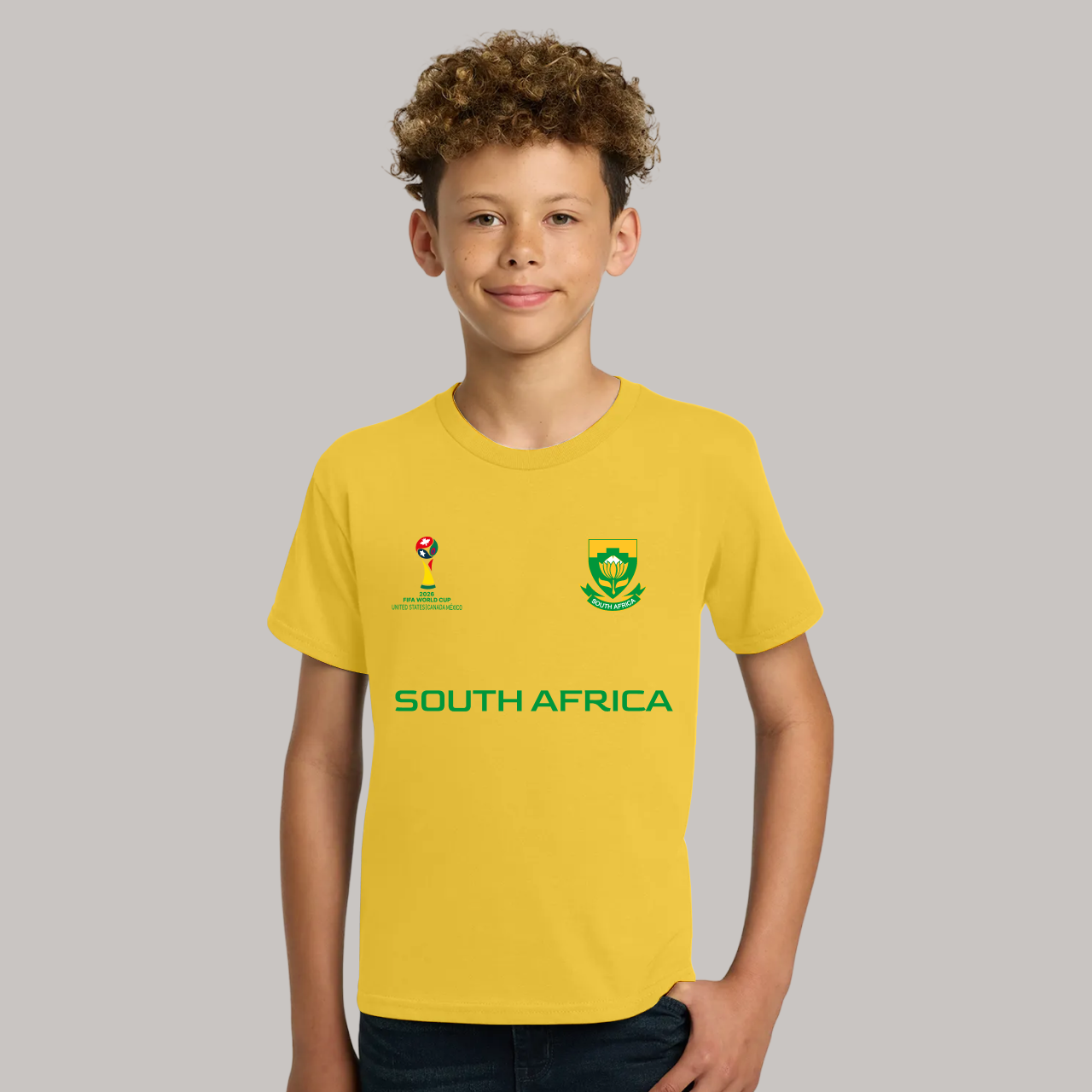 South Africa Football Team Fan T-Shirt  For Boys/Youth  – 2026 Football World Cup TShirt