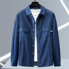 Denim Shirts Men Plus Size 10XL Long Sleeve Shirts Spring Autumn Blue