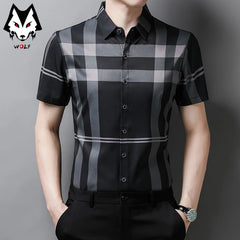 New Spring/Summer Men's Striped Short Sleeve Shirts Men's Sleeves Slim