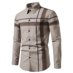 2023 New Men's High Quality Plaid Shirt Stripe Breathable Business