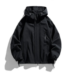 Black Camping Jacket Men Windbreak Coat Plus Size 8XL Fashion Casual