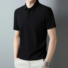 Men's Fashion Waffle Solid Short Sleeved Polo Shirt Summer Breathable