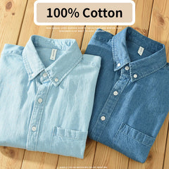 Autumn Winter New Fresh Long Sleeve Denim Shirt Trendy Men's Casual