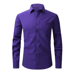 Men's Red Dress Shirts 2023 Spring New Regular Fit Long Sleeve Shirt