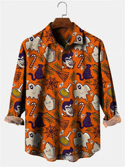 Halloween Style Ghosts Print Men's Shirts Casual Single-Breasted