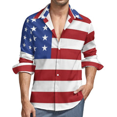 American Flag Printing Casual Shirts Men's Star Stripe Flag Shirt