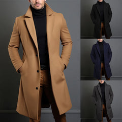 Warm and Comfortable Black Trench Coat for Men  Long Sleeve Single