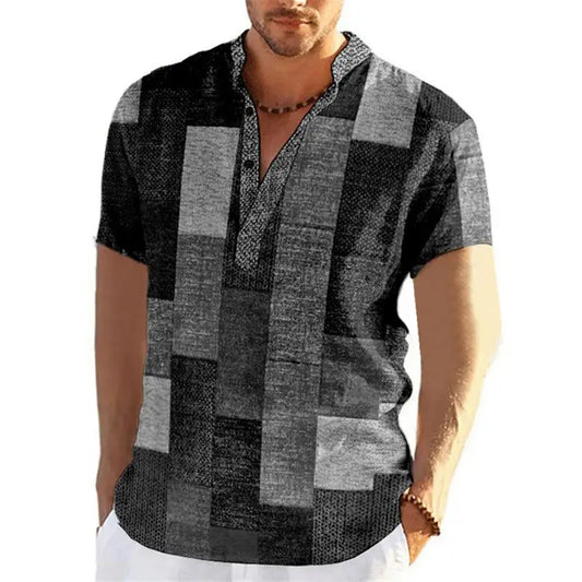 Vintage Men's Shirt 3D Fashion Patchwork Printing Shirts Oversized