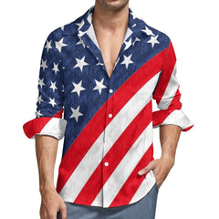 American Flag Printing Casual Shirts Men's Star Stripe Flag Shirt