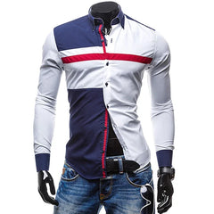 Men Long Sleeve Shirt 2024 Spring Striped Shirts Slim Fit Male Casual