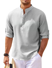 2024 New Men's stand collar shirt T-shirt men's Long sleeve shirt