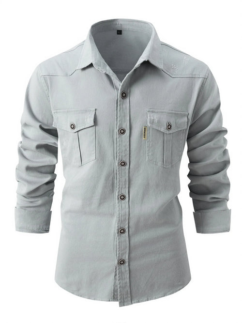 Cross-Border New Autumn And Winter Men's Shirt Fine Flow Cotton Casual