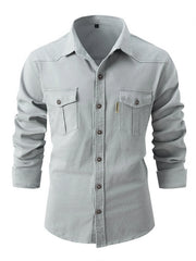 Cross-Border New Autumn And Winter Men's Shirt Fine Flow Cotton Casual