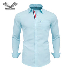 VISADA JAUNA 2019 Men Shirt Long Sleeve 100% Cotton Fashion Turn-Down