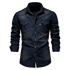 2024 Trend denim top men's non-ironing shirt Casual solid color