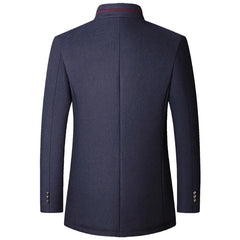 Men Woollen Trench Coats Cashmere Blazers Jackets Stand-up Collar