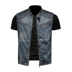 DIMUSI Mens Denim Vests Vintage Fashion Design Retor Sleeveless