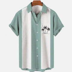 Simple Stripe Men's Hawaiian Shirt Casual Short Sleeve Shirt Men