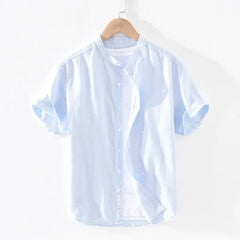 Cotton Linen Shirts For Men Casual Short Sleeve Tops Oversize Solid